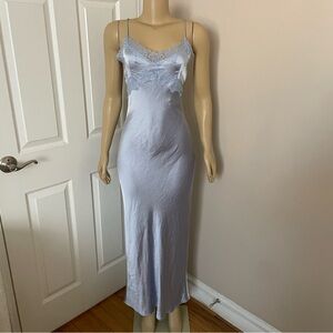 Fashion Nova Blue Satin Maxi Dress